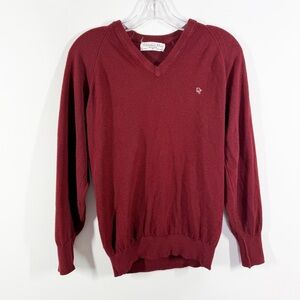 Vintage Christian Dior Monsieur Red Sweater Size M V-Neck Casual Preppy Academia